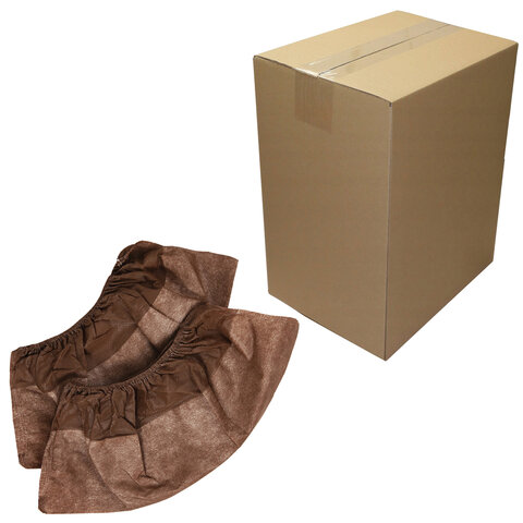 Бахилы ламинированные, КОМПЛЕКТ 500 шт., 38х16 см, спанбонд + ПВД, 100 мкм, 13 г, коричневые, ELEGREEN, ПВД-50/2р-Кор-Б - фото 1