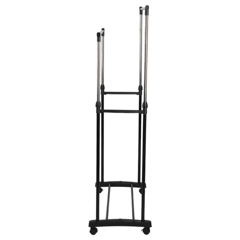 Вешалка для плечиков двухъярусная BOOMHOUSE (БУМХАУС) GR-003 (900-1600x800x400 мм), пластик/металл, черный/хром, 701438 - фото 3