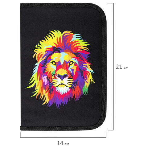 Пенал BRAUBERG с наполнением, 1 отделение, 1 откидная планка, 24 предмета, 21х14 см, "Colorful lion", 270725 - фото 7
