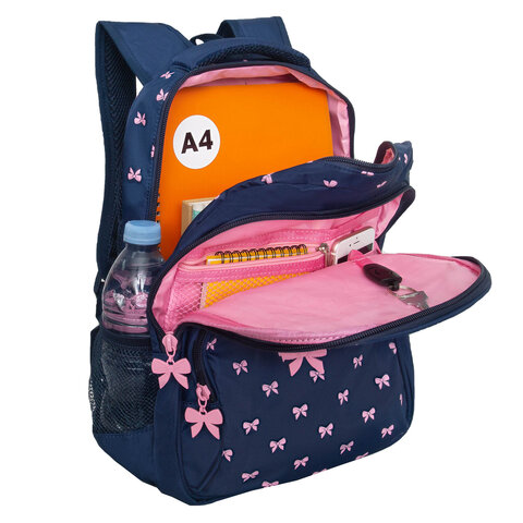 Рюкзак GRIZZLY школьный, анатомическая спинка, 2 отделения, для девочек, "PINK BOWS", 39х30х20 см, RG-568-2/3 - фото 5
