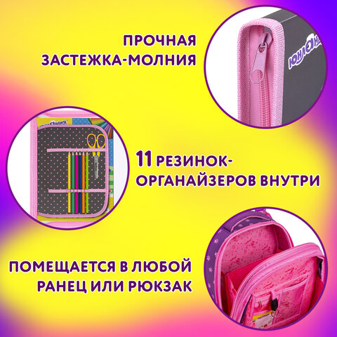 Папка для труда на молнии ЮНЛАНДИЯ А4, 1 отделение, откидная планка, органайзер, "Anime dreamer", 273393 - фото 11