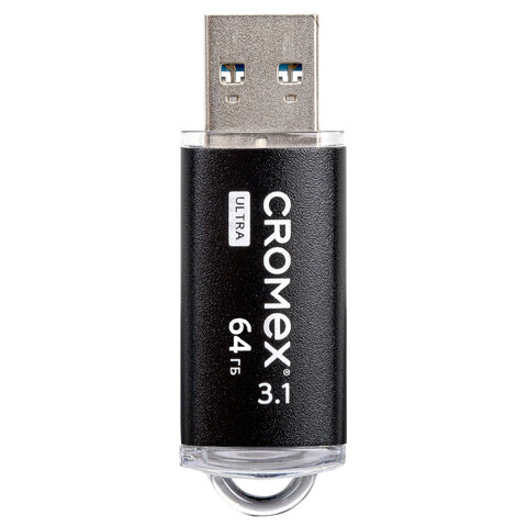 Флеш-диск 64 GB, CROMEX (КРОМЕКС) Ultra USB 3.1, металлический корпус, черный, 514164 - фото 3