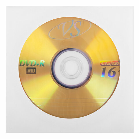 Диск DVD+R (плюс) VS, 4,7 Гб, 16х, бумажный конверт, КОМПЛЕКТ 5 шт., VSDVDPRK501 - фото 3