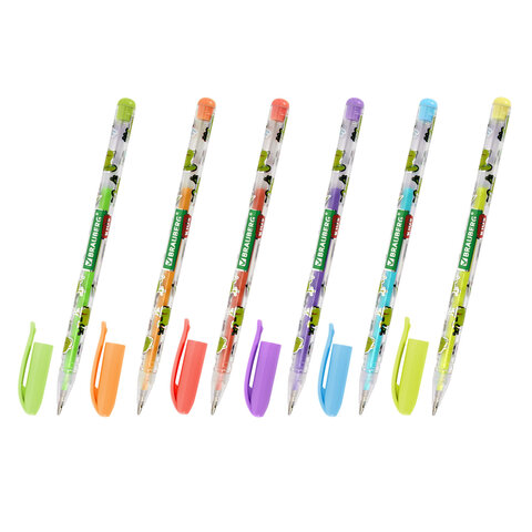 Ручки гелевые ПАСТЕЛЬНЫЕ BRAUBERG KIDS "CUTE ANIMALS", НАБОР 6 ЦВЕТОВ, корпус с печатью, узел 1 мм, линия письма 0,7 мм, 144439 - фото 2