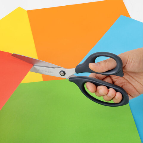 Ножницы BRAUBERG "BOMB", 210 мм, графитовый цвет, 2-сторонняя заточка, эргономичные, 238856 - фото 10