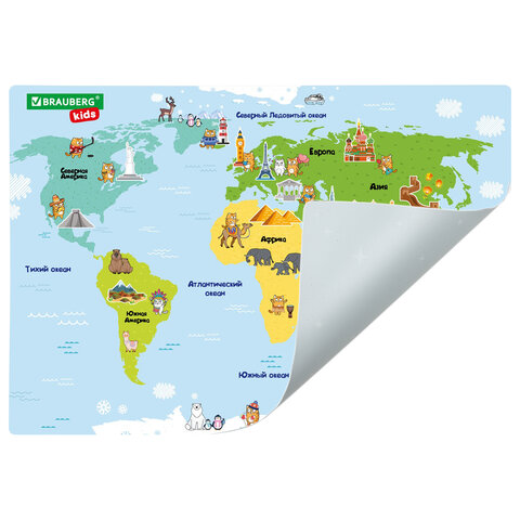 Настольное покрытие BRAUBERG KIDS, А3+, пластик, 46x33 см, "Кот-энтузиаст изучает Мир", 273619 - фото 2