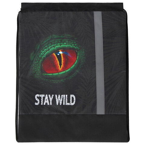 Мешок для обуви ЮНЛАНДИЯ, плотный, светоотражающая полоса, 46х36 см, "Stay wild", 270917 - фото 2