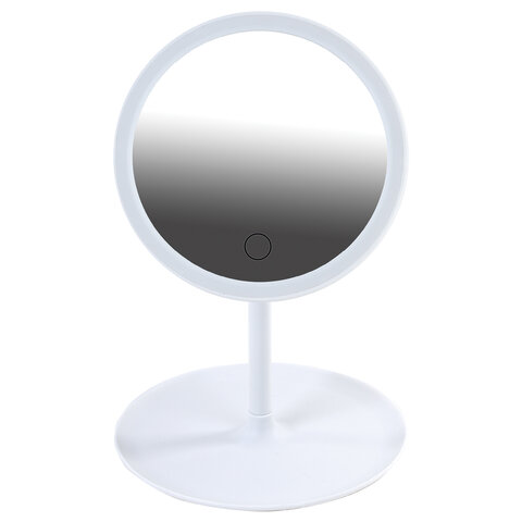 Зеркало настольное с LED-подсветкой для макияжа, диаметр 17 см, 3 режима свечения, аккумулятор 800 mAh, цвет белый, WBZ (ВБЗ), 609332 - фото 2
