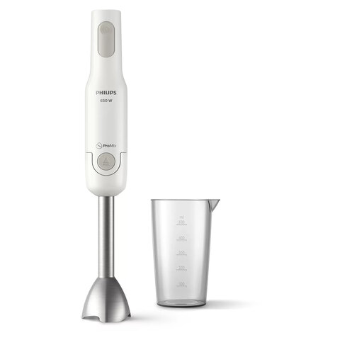 Блендер погружной PHILIPS HR2534/00, 650 Вт, 1 скорость, 1 насадка, стакан, белый - фото 1