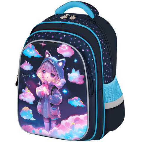 Рюкзак BRAUBERG KIDS FLOSSY, 2 отделения, 3 кармана, "Sky girl", 3D-панель, 40х28х18 см, 273179 - фото 1