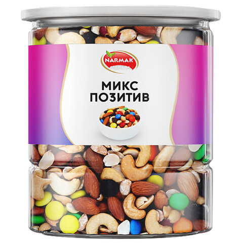 Смесь орехов NARMAK "Микс Позитив" (миндаль, кешью, арахис, изюм, шоколадное драже), 500 г, 00-00000142 - фото 1