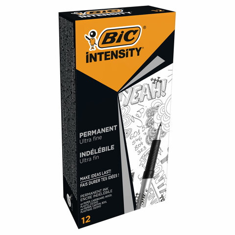 Маркер перманентный BIC "Intensity Ultra Fine", ЧЕРНЫЙ, тонкий наконечник 0,8 мм, 8290801 - фото 8
