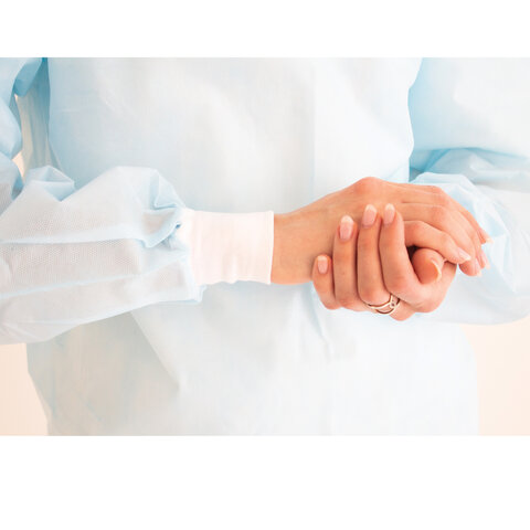 Халат хирургический стерильный 140 см, 52-54 р., манжета, спанбонд 25 г/м2, ГЕКСА, голубой - фото 7