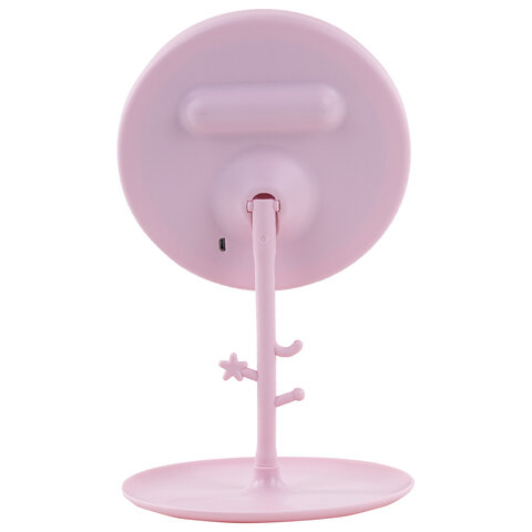Зеркало настольное с LED-подсветкой для макияжа, диаметр 17 см, 3 режима свечения, аккумулятор 1200 mAh, цвет розовый, WBZ (ВБЗ), 609331 - фото 3