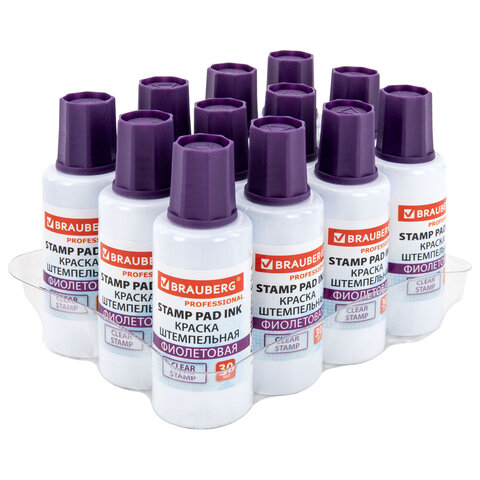 Краска штемпельная BRAUBERG PROFESSIONAL, clear stamp, фиолетовая, 30 мл, на водной основе, 227982 - фото 7
