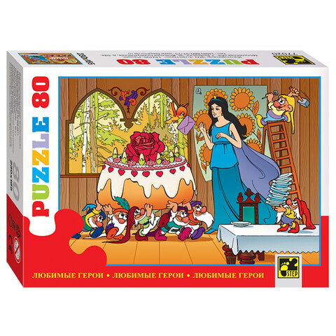 Пазл картонный 80 элементов, "Любимые герои", АССОРТИ, поле 23х16,5 см, STEP PUZZLE - фото 3