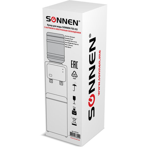 Кулер для воды SONNEN FSE-02i, напольный, НАГРЕВ/ОХЛАЖДЕНИЕ ЭЛЕКТРОННОЕ, шкаф, 2 крана, белый, 455742 - фото 4