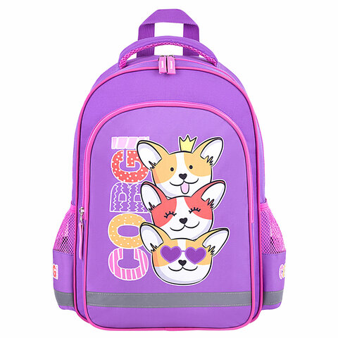 Рюкзак ПИФАГОР SCHOOL, 1 отделение, 3 кармана, "Corgi queen", 38x28х14 см, 272085 - фото 2