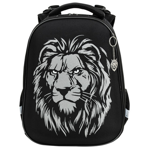 Ранец BRAUBERG SHINY, 2 отделения, с брелком, "Savage lion", светящийся рисунок, 38х28х14 см, 272039 - фото 2