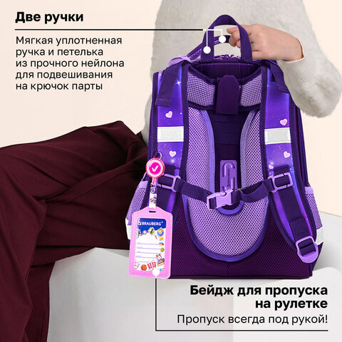 Ранец BRAUBERG PREMIUM, 2 отделения, с брелоком, "Аниме-кот", 38х29х16 см, 272017 - фото 18