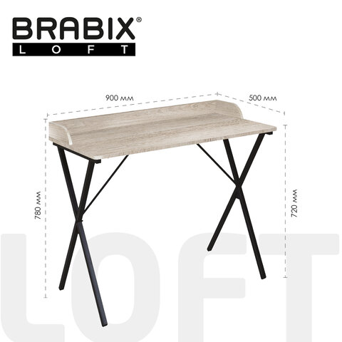 Стол на металлокаркасе BRABIX "LOFT CD-008", 900х500х780 мм, цвет дуб антик, 641864 - фото 7