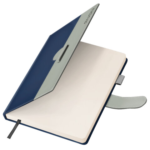 Ежедневник датированный 2026, А5, 138х213 мм, BRAUBERG "Esthetic", под кожу, держатель для ручки, застежка, синий/серый, 117373 - фото 4