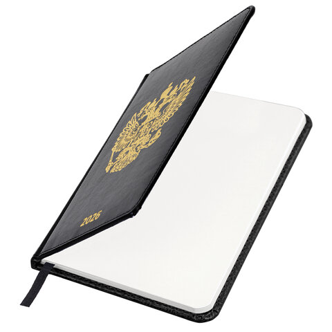 Ежедневник датированный 2026 А5 138х213 мм, BRAUBERG "State", под кожу, черный, 117415 - фото 3