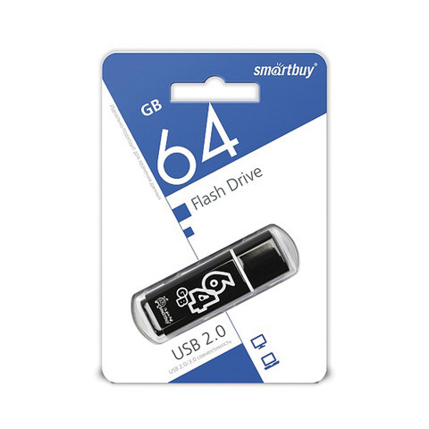 Флеш-память Smartbuy Glossy, 64Gb, USB 2.0, чер, SB64GBGS-K - фото 3