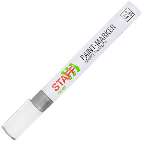 Маркер-краска лаковый (paint marker) 2-4 мм, СЕРЕБРИСТЫЙ, НИТРО-ОСНОВА, STAFF PROFIT, для любых поверхностей, 152580 - фото 5