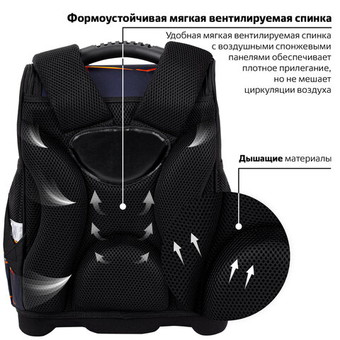 Ранец ЮНЛАНДИЯ WISE, 1 отделение, 3 кармана, устойчивое дно, Volcano split, 37х29х15 см, 273162 - фото 11