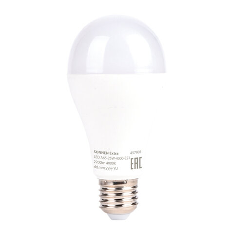 Лампа светодиодная SONNEN EXTRA, 25 (200) Вт, Е27, груша, нейтральный белый, 30000 ч, LED A65-25W-4000-Е27, 457901 - фото 2