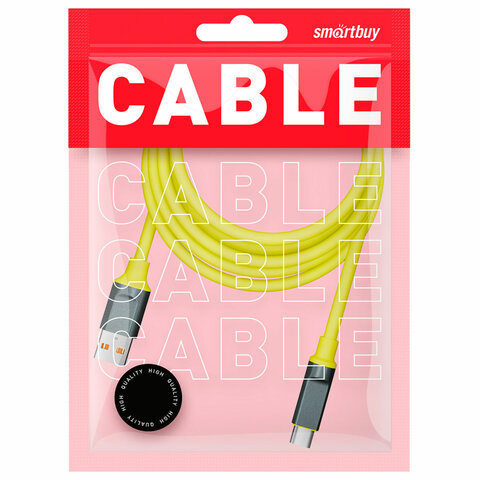 Кабель BOLD USB – Type-C, 1 м, 3 А, SMARTBUY, для быстрой зарядки и передачи данных, толстый, желтый, 18133, 3112BOLD-YELLOW - фото 3