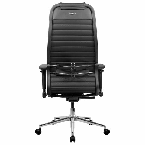 Кресло МЕТТА "ErgoLife" 10 B1-117D, хром, синхромеханизм, 2D-подлокотники, экокожа, черное - фото 5