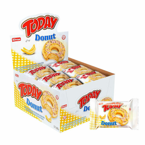 Кекс TODAY "Donut" со вкусом банана, ТУРЦИЯ, 24 штуки по 40 г в шоу-боксе, 1369 - фото 1