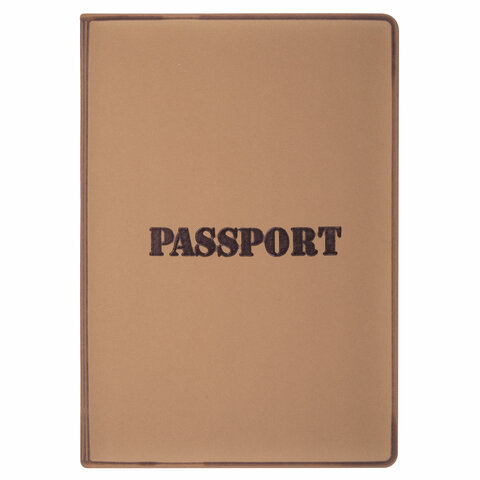 Обложка для паспорта, мягкий полиуретан, "PASSPORT", коричневая, STAFF, 238406 - фото 2