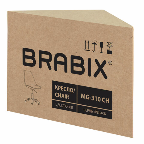 Кресло стул BRABIX "Eames MG-310 CH", хром, пластик черный, экокожа черная, 532925 - фото 9