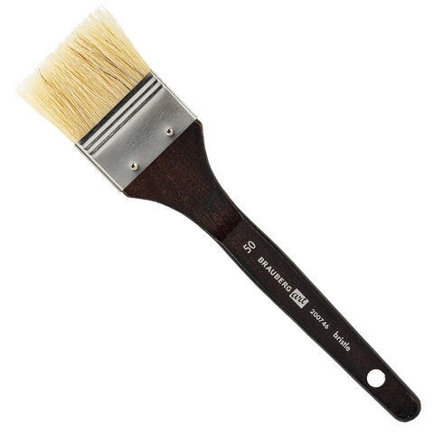 Кисть художественная профессиональная BRAUBERG ART CLASSIC, щетина, флейц, № 50, короткая ручка, 200746 - фото 1