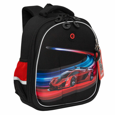 Ранец GRIZZLY анатомическая спинка, с бейджем, для мальчиков, RACER, 36х28х20 см, RAz-487-12/1 - фото 1