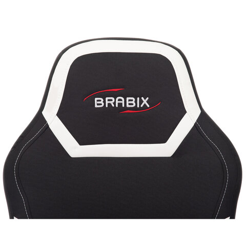 Кресло компьютерное BRABIX "Alpha GM-018", ткань/экокожа, черное/белое, 532640, GM-018_532640 - фото 5