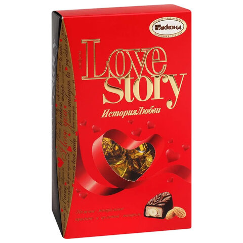 Конфеты шоколадные АККОНД "Love Story" с ореховым пралине и цельным миндалем, 250 г - фото 1