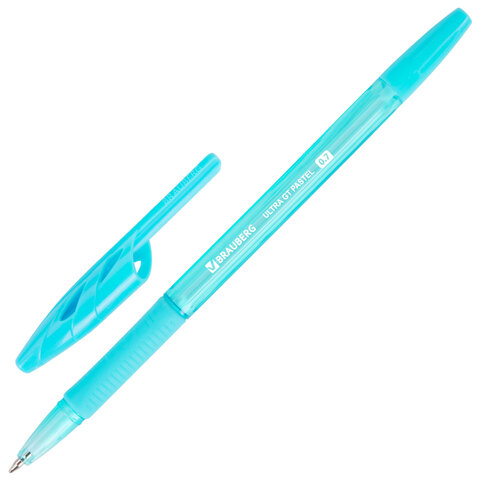 Ручки шариковые с грипом BRAUBERG "ULTRA GT PASTEL", НАБОР 4 ШТУКИ, СИНИЕ, узел 0,7 мм, линия 0,35 мм, 144533 - фото 4