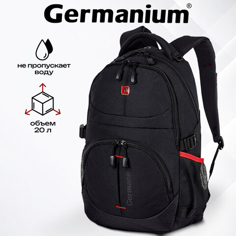 Рюкзак GERMANIUM "S-06" универсальный, уплотненная спинка, облегченный, черный, 46х32х15 см, 226953 - фото 15