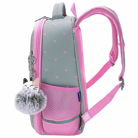Ранец BRAUBERG LIGHT, 1 отделение, с брелоком, "Cat patches", плюшевые нашивки, 36х26х13 см, 272030 - фото 3