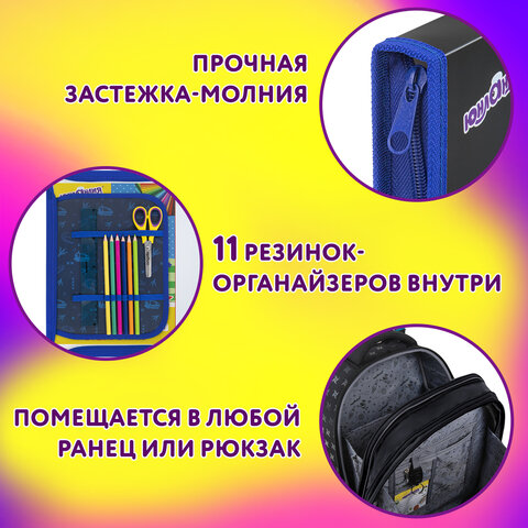 Папка для труда на молнии ЮНЛАНДИЯ А4, 1 отделение, откидная планка, органайзер, "Beware", 272224 - фото 11