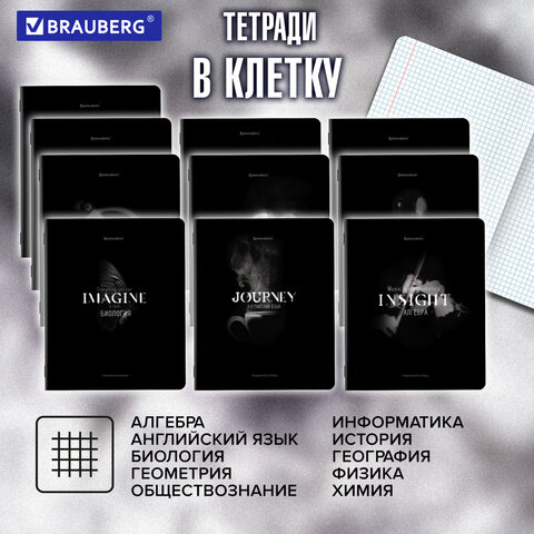 Тетради предметные, КОМПЛЕКТ 12 ПРЕДМЕТОВ, 48 л., матовая ламинация, BRAUBERG "SHADOWS", 405176 - фото 19