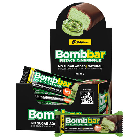 Батончик BOMBBAR "Фисташковая меренга" без сахара 40 г, шоу-бокс, ББР99 - фото 1