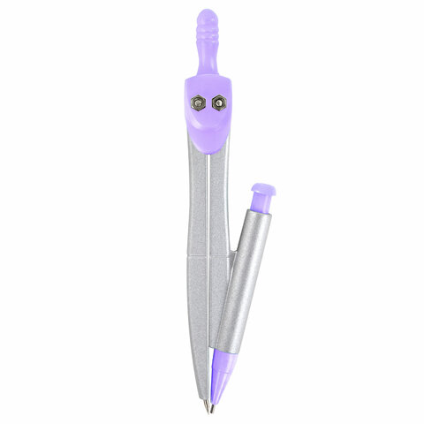 Готовальня BRAUBERG SCHOOL KIT, 9 предметов, циркуль 125 мм, чертежные принадлежности, лаванда, 210713 - фото 6