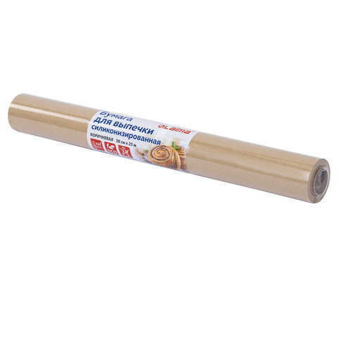 Бумага для выпечки силиконизированная, пергамент 38 см х 25 м, цвет коричневый, LAIMA, CH, 609583 - фото 1
