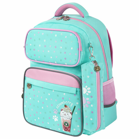 Рюкзак ЮНЛАНДИЯ COMPLETE с пеналом в комплекте, эрго-спинка, "Yummy cat", 42х29х14 см, 270663 - фото 1