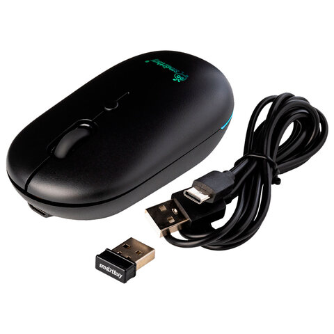 Мышь беспроводная бесшумная SMARTBUY 328AG, USB, 3 кнопки + 1 колесо-кнопка, черный, SBM328AGK - фото 3